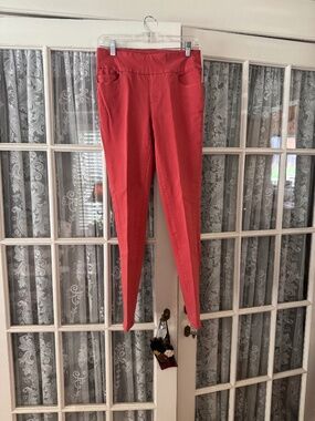 Red pull on jeans